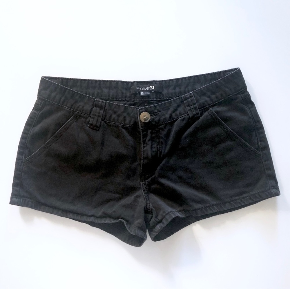 Black Low Rise Shorty-Shorts